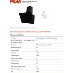 Umluftset Dunstabzugshaube + Filter PKM S7-60ABTH 60cm + Aktivkohle -OUTSUNNY Verkäufe 8600349300 1411 prod 005