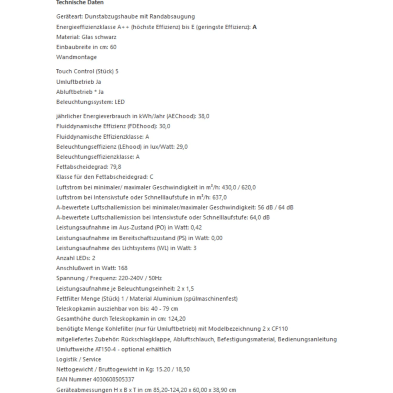 Umluftset Dunstabzugshaube PKM S2-60ABTZ Schwarz Glas Kopffreihaube 4 Umluftset Dunstabzugshaube PKM S2-60ABTZ Schwarz Glas Kopffreihaube – Bild 4