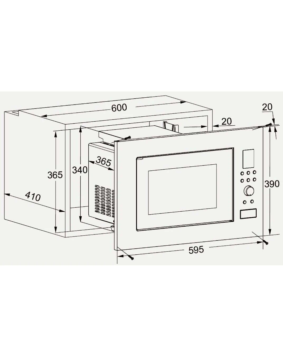 Wolkenstein WMW900-25GB EB Einbau Mikrowelle Schwarz 900W Grill 1000W 3 Wolkenstein WMW900-25GB EB Einbau Mikrowelle Schwarz 900W Grill 1000W – Bild 3