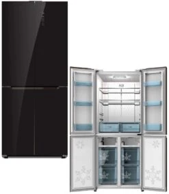 Wolkenstein Side By Side WCD400A++NF BG Kühlschrank Schwarzes Glas