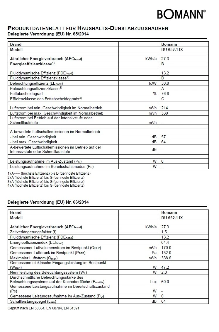 Bomann DU652.1 Inox Dunstabzugshaube Edelstahl Kaminhaube Wandhaube 2 Bomann DU652.1 Inox Dunstabzugshaube Edelstahl Kaminhaube Wandhaube – Bild 2