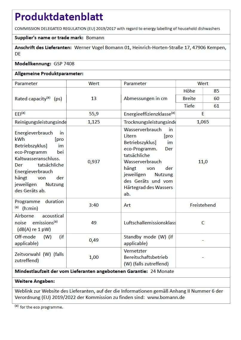 Bomann GSP 7408 Geschirrspüler 60cm Weiß Freistehend Einbau Unterbau 2 Bomann GSP 7408 Geschirrspüler 60cm Weiß Freistehend Einbau Unterbau – Bild 2