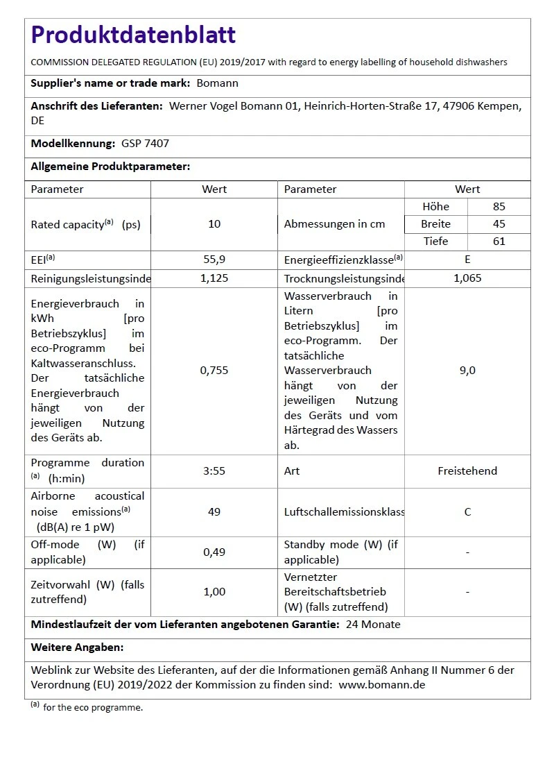 Bomann GSP 7407 Geschirrspüler Schwarz 45cm Freistehend Einbau Unterbau 2 Bomann GSP 7407 Geschirrspüler Schwarz 45cm Freistehend Einbau Unterbau – Bild 2