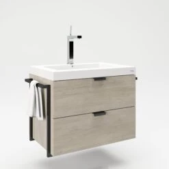 PLAYBOY - Waschtisch "JANICE" Mit Waschbecken Und 2 Schubladen, Sanft-schliessend, Schwebend, Wild-Eiche Dekor -OUTSUNNY Verkäufe 8600352000 1535 prod 003