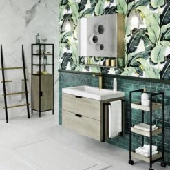 PLAYBOY - Waschtisch "JANICE" Mit Waschbecken Und 2 Schubladen, Sanft-schliessend, Schwebend, Wild-Eiche Dekor -OUTSUNNY Verkäufe 8600352000 1535 prod 006