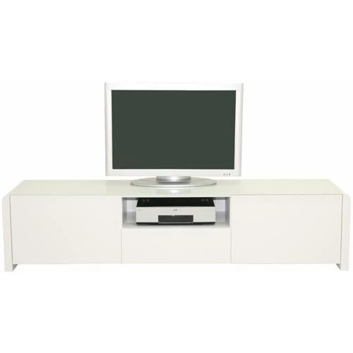 Atlanta - Lowboard Mit 2 Türen, 1 Ablage Und 1 Schublade, Push-Open, Glaskomponenten, Weiss Hochglanz 1 Atlanta - Lowboard Mit 2 Türen, 1 Ablage Und 1 Schublade, Push-Open, Glaskomponenten, Weiss Hochglanz