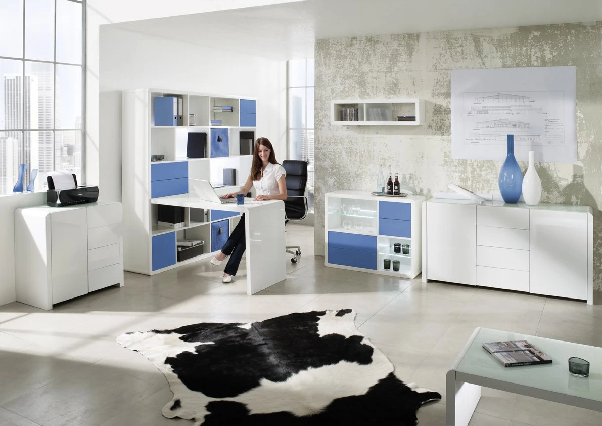 Atlanta - Lowboard Mit 2 Türen, 1 Ablage Und 1 Schublade, Push-Open, Glaskomponenten, Weiss Hochglanz 5 Atlanta - Lowboard Mit 2 Türen, 1 Ablage Und 1 Schublade, Push-Open, Glaskomponenten, Weiss Hochglanz – Bild 5