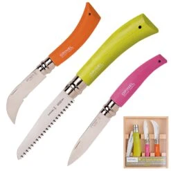 OPINEL Gärtner Messer Set Gartenmesser Gartenhippe Säge Blumenmesser Stahl Holz