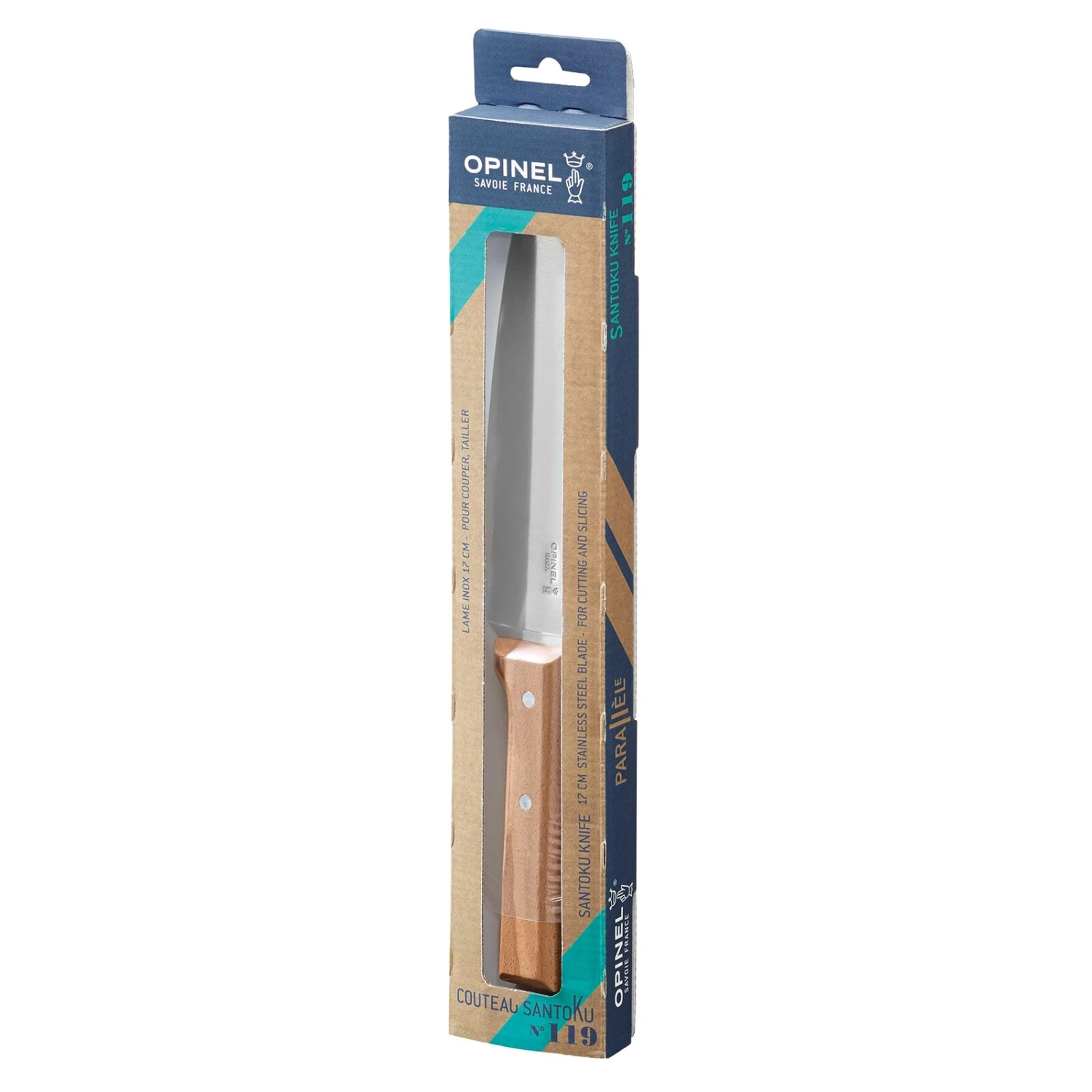 OPINEL Parallele Santoku Küchenmesser Kochmesser Fleisch Fisch Messer Holzgriff 3 OPINEL Parallele Santoku Küchenmesser Kochmesser Fleisch Fisch Messer Holzgriff – Bild 3