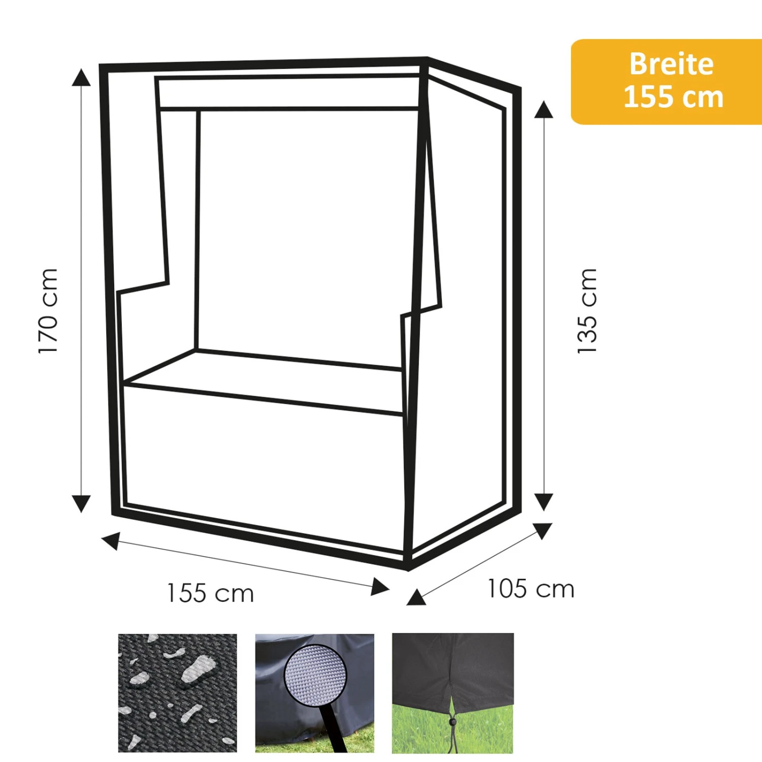 WEHNCKE Strandkorb Schutzhülle XL - Gartenmöbel Hülle Abdeckhaube Abdeckung 420D Größe: Breite 130 Cm 4 WEHNCKE Strandkorb Schutzhülle XL - Gartenmöbel Hülle Abdeckhaube Abdeckung 420D Größe: Breite 130 Cm – Bild 4