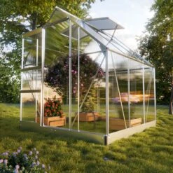 TroniTechnik Gewächshaus GH04 Aluminium 4mm Inkl. Fundament Mit Dachfenster, Schiebetür, UV-Schutz -OUTSUNNY Verkäufe 8600355400 4640 prod 003