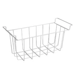 Aufbewahrungskorb 41,5cmx16cmx20cm Einlegekorb Gefrierschrank Organizer, Drahtkorb Aus Eisen Mit PE-Beschichtung, Weiß