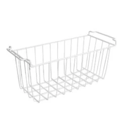 Aufbewahrungskorb 48cmx18cmx20cm, Einlegekorb, Gefrierschrank Organizer, Drahtkorb Aus Eisen Mit PE-Beschichtung, Weiß