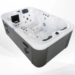 TroniTechnik Outdoor Whirlpool Spa TINO Weiß Silber Marmoriert 195cm X 127cm Mit Heizung, Hydromassage, Zwei Pumpen
