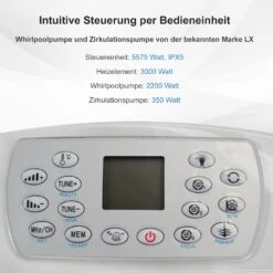 TroniTechnik Outdoor Whirlpool Spa TINO Weiß Silber Marmoriert 195cm X 127cm Mit Heizung, Hydromassage, Zwei Pumpen -OUTSUNNY Verkäufe 8600355400 5357 prod 005