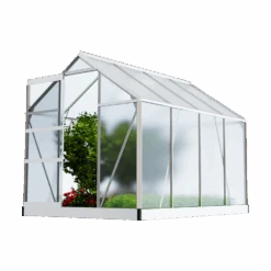 TroniTechnik Gewächshaus GH05 Aluminium 4mm Inkl. Fundament Mit Dachfenster, Schiebetür, UV-Schutz