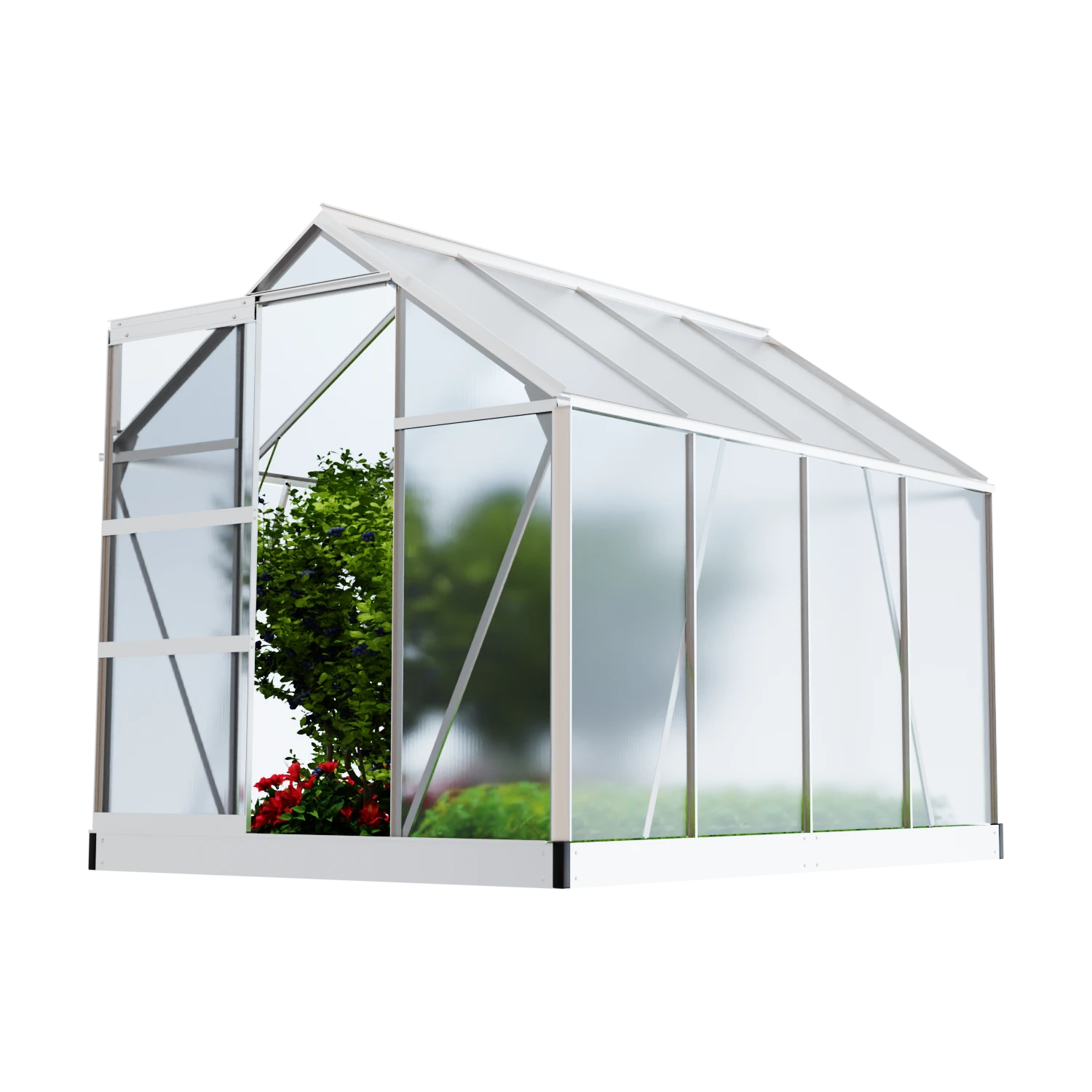 TroniTechnik Gewächshaus GH05 Aluminium 4mm Inkl. Fundament Mit Dachfenster, Schiebetür, UV-Schutz 1 TroniTechnik Gewächshaus GH05 Aluminium 4mm Inkl. Fundament Mit Dachfenster, Schiebetür, UV-Schutz