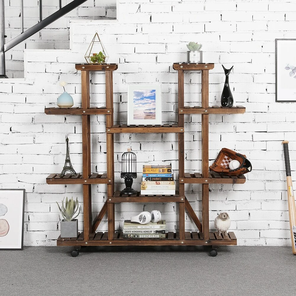 Yaheetech Blumenregal Holz 6 Ebenen Blumenständer Blumenbank Mit Rädern Für Balkon Wohzimmer Outdoor Garten 5 Yaheetech Blumenregal Holz 6 Ebenen Blumenständer Blumenbank Mit Rädern Für Balkon Wohzimmer Outdoor Garten – Bild 5