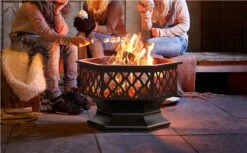 Yaheetech Feuerstelle Garten, Ø 61cm, Feuerkorb, Sechseckige Feuerschale, Feuerschale Für Außenterrasse Hinterhof Campinggarten, Firepit Terrasse, Maschendraht & Schürhaken, Funkenschutzgitter -OUTSUNNY Verkäufe 8600357600 A165 165 prod 002 1