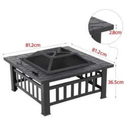 Yaheetech Garten Feuerstelle 81.2x81.2x36.50cm, Quadratisch Feuerschale, Feuerkorb Mit Wasserfester Schutzhülle, Fire Pit Für Terrasse&Garten, Funkenschutzgitter, Ofenheizung Outdoor, Für Wintertag -OUTSUNNY Verkäufe 8600357600 A168 168 prod 003 1