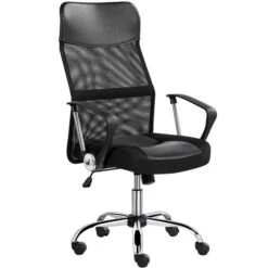 Yaheetech Bürostuhl Schreibtischstuhl Ergonomischer Bürodrehstuhl Mit Hoher Netz-Rückenlehne Wippfunktion Office Chair, Belastbar Bis 135 Kg
