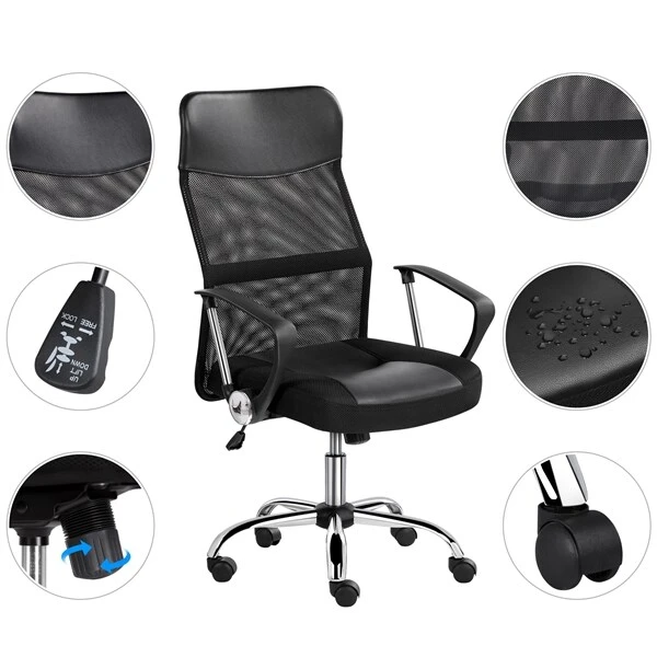 Yaheetech Bürostuhl Schreibtischstuhl Ergonomischer Bürodrehstuhl Mit Hoher Netz-Rückenlehne Wippfunktion Office Chair, Belastbar Bis 135 Kg 3 Yaheetech Bürostuhl Schreibtischstuhl Ergonomischer Bürodrehstuhl Mit Hoher Netz-Rückenlehne Wippfunktion Office Chair, Belastbar Bis 135 Kg – Bild 3
