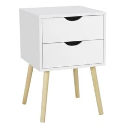 Yaheetech Nachttisch Nachtkommode Nachtschrank 2 Schubladen Beistelltisch Sofatisch Mit Beinen, 40 X 40 X 61 Cm