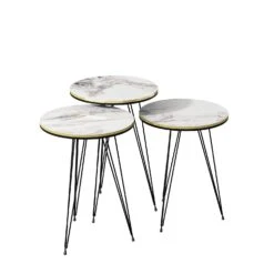 Beistelltisch 3er Set Marmoroptik Weiß 21236207