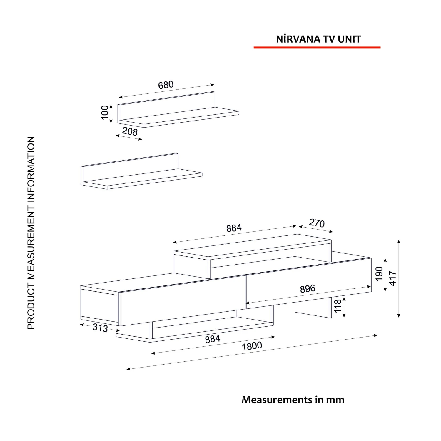 Wohnwand Nirvana Weiß Walnuss 3 Wohnwand Nirvana Weiß Walnuss – Bild 3