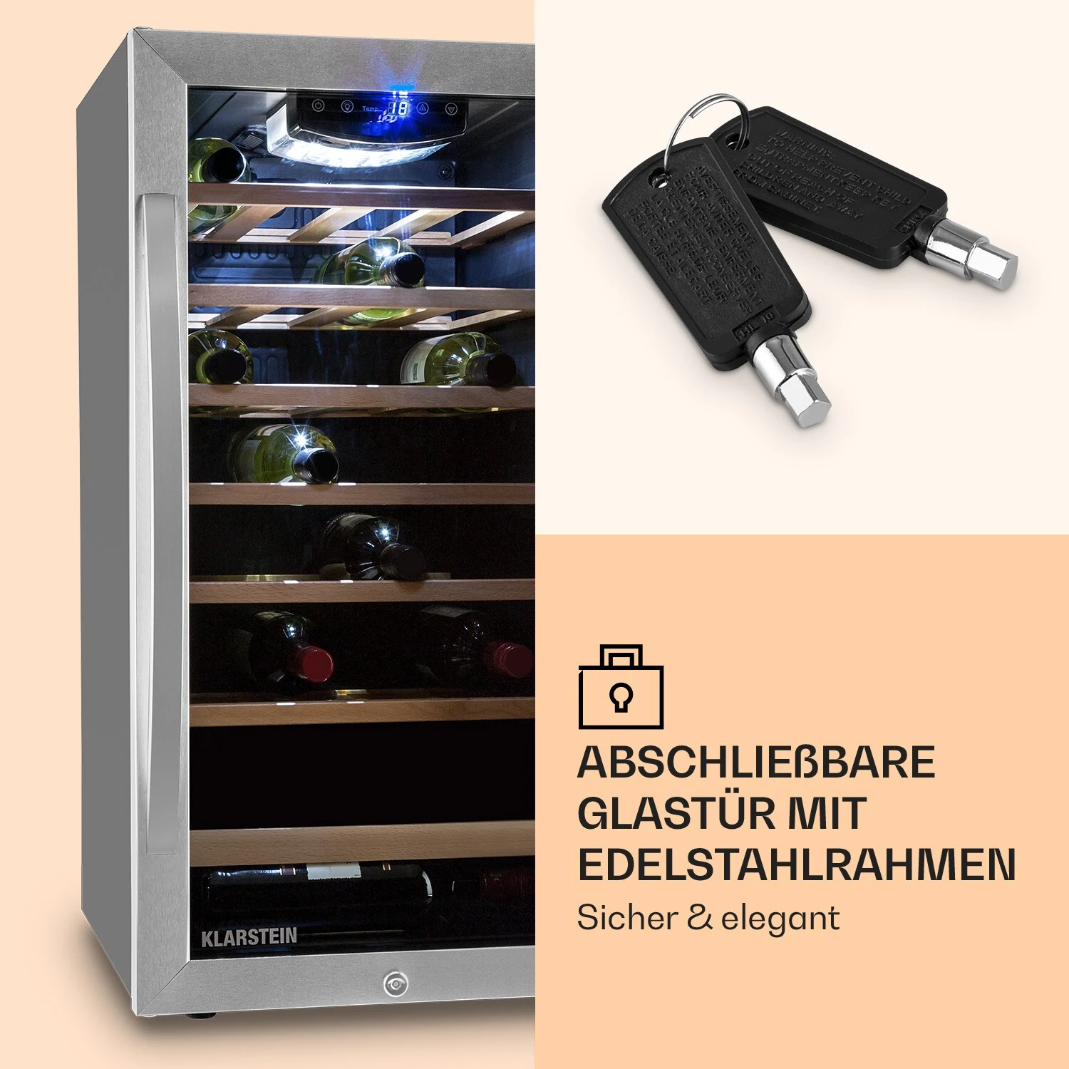 Vivo Vino Weinkühlschrank 52 Liter 18 Flaschen LED Schwarz 4 Vivo Vino Weinkühlschrank 52 Liter 18 Flaschen LED Schwarz – Bild 4