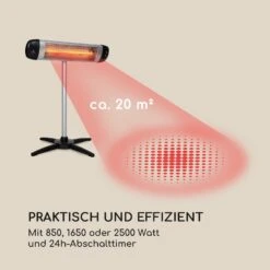 Rising Sun Infrarot-Heizstrahler 3 Leistungsstufen 850/1650/2500W IP34 -OUTSUNNY Verkäufe 8600359300 12242 prod 006