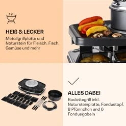 Entrecote 2-in-1 Raclettegrill & Fondue Naturstein 1100W 8 Personen -OUTSUNNY Verkäufe 8600359300 31225 prod 005