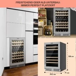 Vinovilla 79 Built-in Duo Zweizonen-Weinkühlschrank 190l 79 Fl. 3-lagige Glastür -OUTSUNNY Verkäufe 8600359300 5150 prod 006