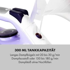 Steam Bro Dampfbügeleisen 2200W 300ml EasyGlide TouchSensor AntiCalc Lila -OUTSUNNY Verkäufe 8600359300 5159 prod 005