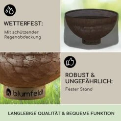 Savage Feuerschale Mit Grill  Ø: 60,5 Cm Stahl Inkl. Wetterschutz Rost -OUTSUNNY Verkäufe 8600359300 5365 prod 004