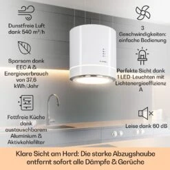 Tron Ambience Inselabzugshaube Ø38cm Umluft 540m³/h LED Edelstahl -OUTSUNNY Verkäufe 8600359300 9681 prod 003