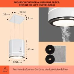 Tron Ambience Inselabzugshaube Ø38cm Umluft 540m³/h LED Edelstahl -OUTSUNNY Verkäufe 8600359300 9681 prod 006