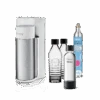 SODAPOP Wassersprudler Harold, Silber/weiß, 2x Glaskaraffen, 1x PET Flasche, CO2 Zylinder