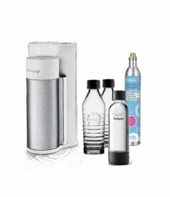 SODAPOP Wassersprudler Harold, Silber/weiß, 2x Glaskaraffen, 1x PET Flasche, CO2 Zylinder