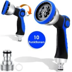 KESSER® Garten-Handbrause Premium 10 Funktionen | Garten-Spritzpistole Für Alle Gängigen Gartenschlauch-Systeme | Gartenbrause | | Spritzdüse | Mit Feststellfunktion | Drücke Bis 10 Bar |