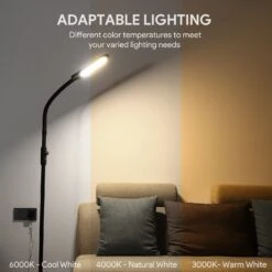 Aukey LT-ST35 Stehlampe 12W LED Stufenlos Dimmbar, 3 Farbtemperaturen Standleuchte, Augenschonendes Licht Mit Flexiblem Schwanenhals Zum Arbeiten, Lesen Und Entspannen -OUTSUNNY Verkäufe 8600367000 1713 prod 003