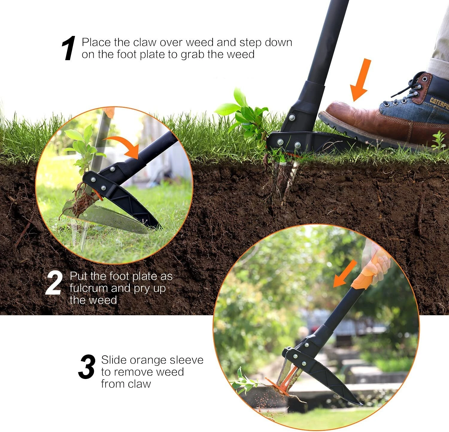 TACKLIFE GSW1A, Stehender Jäter, Verdickter Edelstahl Mit 3 Krallen Und Hochfesten Pedalen, Automatisches Federrücklaufgerät, Effizienter Jäter 4 TACKLIFE GSW1A, Stehender Jäter, Verdickter Edelstahl Mit 3 Krallen Und Hochfesten Pedalen, Automatisches Federrücklaufgerät, Effizienter Jäter – Bild 4