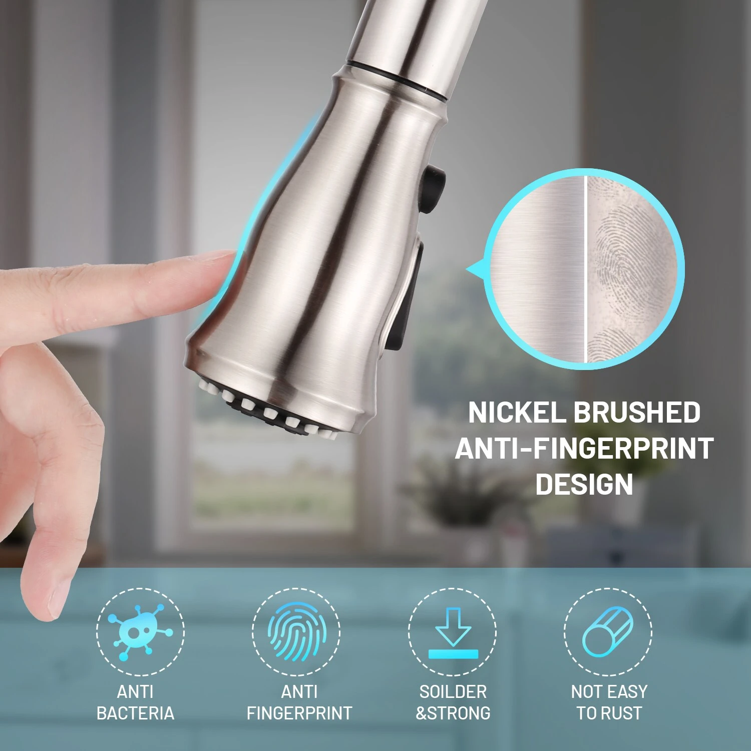 TACKLIFE DAWF01JD, Küchenarmatur, Küchenarmatur Mit Herausziehbarer Edelstahlbrause, Spültischarmatur Mit 3 Sprühmodi, 360° Drehbarer Einhebelmischer Ohne Blei 3 TACKLIFE DAWF01JD, Küchenarmatur, Küchenarmatur Mit Herausziehbarer Edelstahlbrause, Spültischarmatur Mit 3 Sprühmodi, 360° Drehbarer Einhebelmischer Ohne Blei – Bild 3