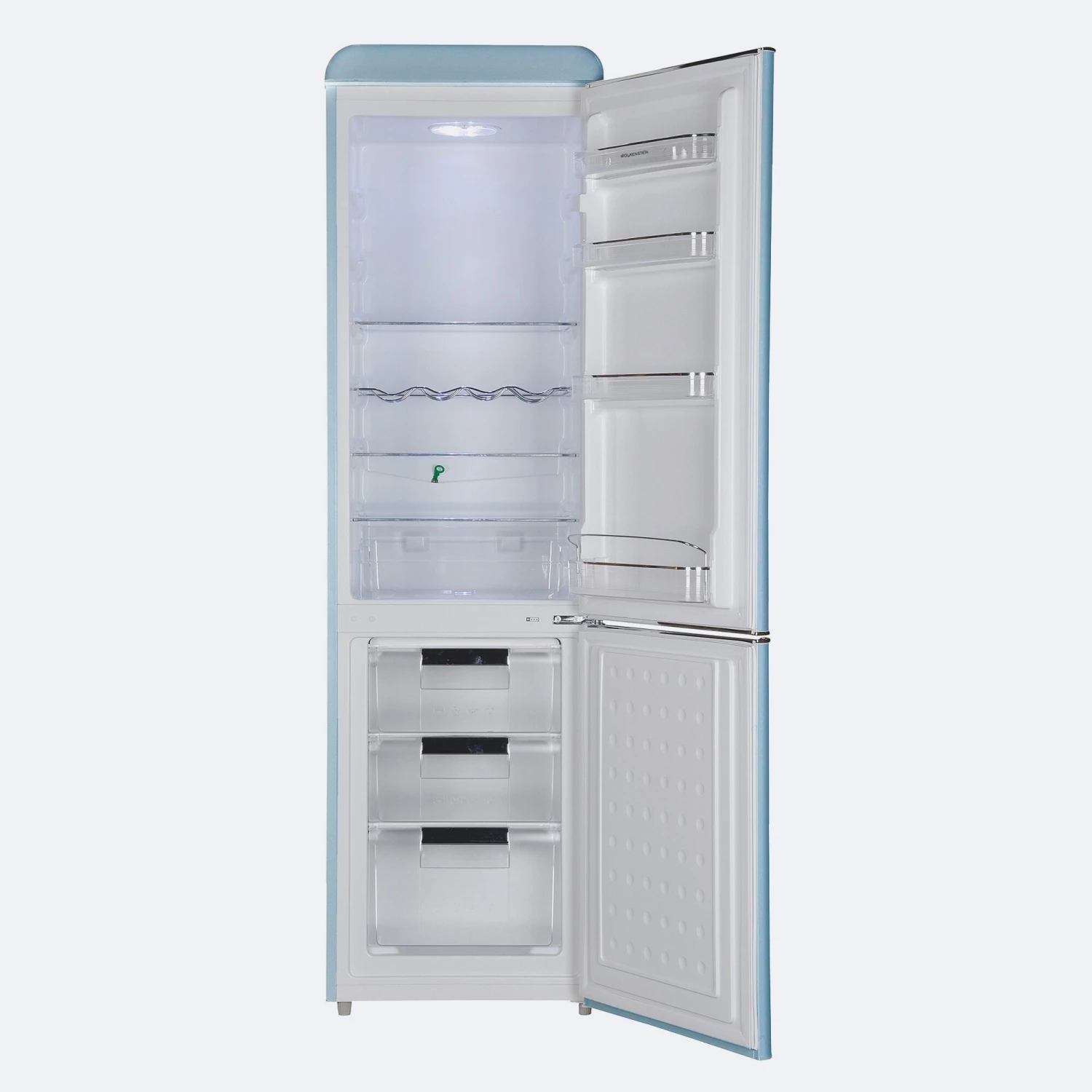 WOLKENSTEIN Retro-Kühl-Gefrierkombination WKG265RT LB, Hellblau, 250 Liter Nutzinhalt 3 WOLKENSTEIN Retro-Kühl-Gefrierkombination WKG265RT LB, Hellblau, 250 Liter Nutzinhalt – Bild 3