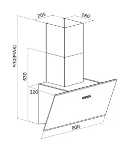 YUNA Dunstabzugshaube Schräghaube DUNJA, 60 Cm -OUTSUNNY Verkäufe 8600368200 43 43 prod 003